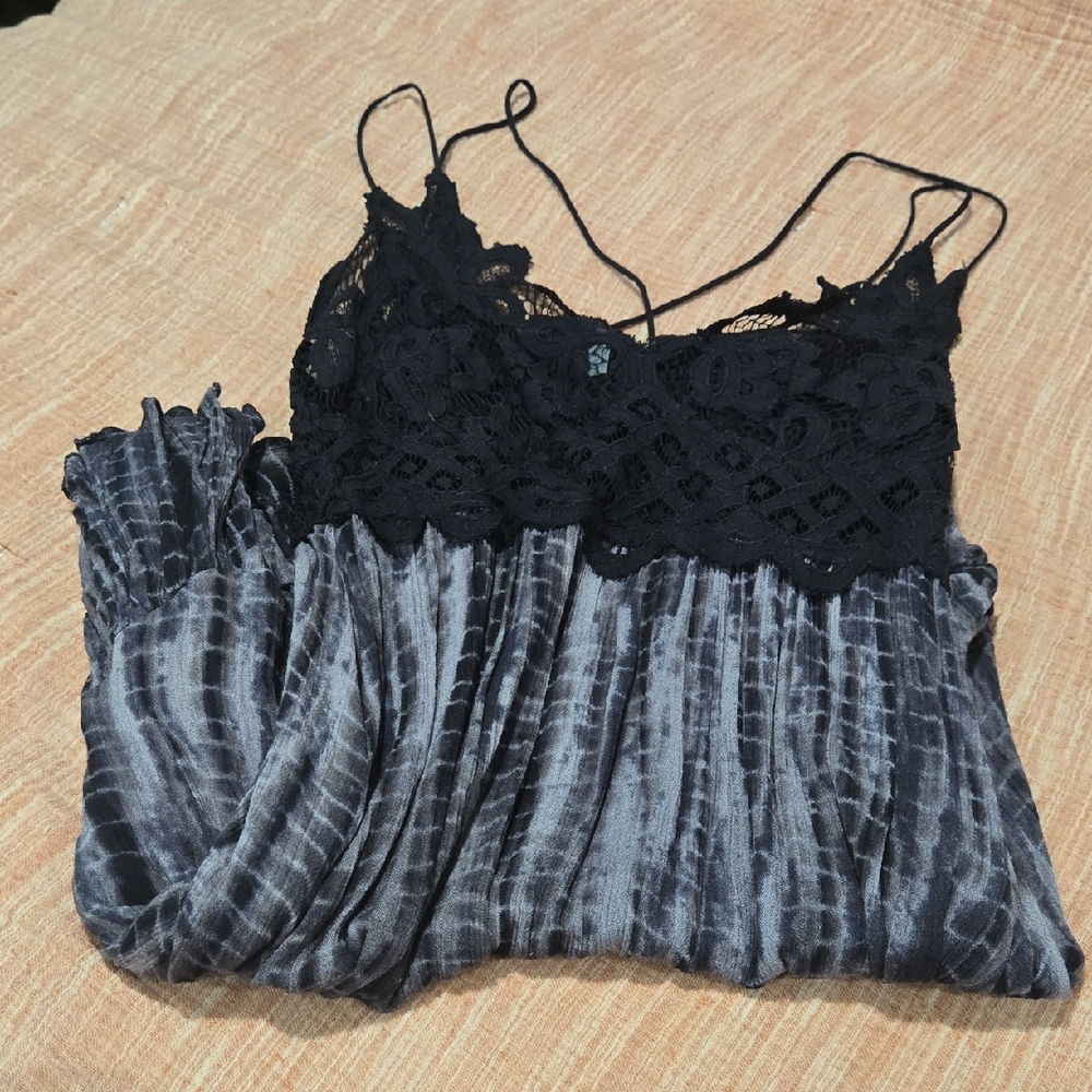 Elegant Black and Gray Lace Women's Mini Dress